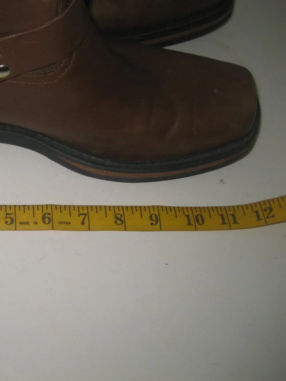 MEN'S CACTUS HARNESS SQUARE TOE BROWN LEATHER WORK BOOTS sz US 9.5
